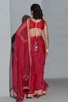 Shop_Rishi and Vibhuti_Red Crepe And Organza Embellished Sequins V Neck Saree With Blouse _at_Aza_Fashions