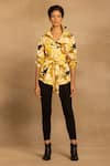 Buy_Reena Sharma_Yellow Cotton Embroidery Collared Rhea Floral Print Shirt _at_Aza_Fashions