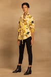 Buy_Reena Sharma_Yellow Cotton Embroidery Collared Rhea Floral Print Shirt _Online_at_Aza_Fashions