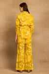 Shop Reena Sharma Yellow 100% Cotton Twill Printed Floral Collar Sara Shirt With Straight Pant at Aza Fashions Shop_Reena Sharma_Yellow 100% Cotton Twill Printed Floral Collar Sara Shirt With Straight Pant_at_Aza_Fashions