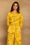 Buy Reena Sharma Yellow 100% Cotton Twill Printed Floral Collar Sara Shirt With Straight Pant Online at Aza Fashions Buy_Reena Sharma_Yellow 100% Cotton Twill Printed Floral Collar Sara Shirt With Straight Pant_Online_at_Aza_Fashions