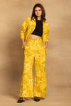 Reena Sharma Yellow 100% Cotton Twill Printed Floral Collar Sara Shirt With Straight Pant at Aza Fashions Reena Sharma_Yellow 100% Cotton Twill Printed Floral Collar Sara Shirt With Straight Pant_at_Aza_Fashions