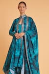 Siddartha Tytler_Blue Blended Linen Printed Abstract Achkan Mandarin Dhoti Pant Set  _Online_at_Aza_Fashions