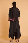 Shop_Siddartha Tytler_Black Kurta And Dhoti Pant- Blended Linen Draped & Flap Set _at_Aza_Fashions