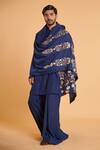 Buy_Siddartha Tytler_Blue Thread Aari Embroidered Dupatta _at_Aza_Fashions