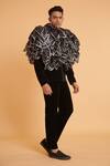 Buy_Siddartha Tytler_Black Velvet Embroidery 3d Flower Applique Bandhagala Set _at_Aza_Fashions
