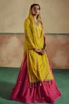 Zariya the Label_Yellow Kurta And Lehenga Bamberg Silk Embroidery Sheesha Backless Set _Online_at_Aza_Fashions