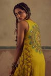 Buy_Zariya the Label_Yellow Kurta And Pant Bamberg Silk Embroidery Boho Mirror Jaal Set _Online_at_Aza_Fashions