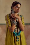 Buy_Zariya the Label_Green Bamberg Silk Embroidery Banjaran Tassel Embellished Kurta With Pant _Online_at_Aza_Fashions