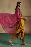 Zariya the Label_Yellow Kurta And Pant: Bamberg Silk Boho Mandala Art Cape Set For Women_Online_at_Aza_Fashions