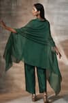 Shop_Neeta Bhargava_Green Chanderi Embroidery Floral V Neck Hand Kaftan With Palazzo  _at_Aza_Fashions