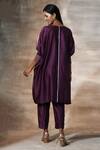 Shop_Neeta Bhargava_Purple Chanderi Hand Painted Floral Round Neck Kaftan With Pant  _at_Aza_Fashions