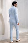 Shop_Asuka_Blue Pure Linen Windowpane Checkered Pattern Blazer And Trouser Set _at_Aza_Fashions