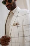 Asuka_White Pure Linen Checkered Blazer And Pant Set _Online_at_Aza_Fashions