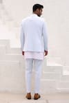 Shop_Asuka_Blue Pure Linen Embroidered Resham Bandhgala Trouser Set _at_Aza_Fashions
