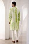 Shop_Asuka_Green Pure Linen Embroidered Mirror Tie-dye Kurta And Pyjama Set_at_Aza_Fashions