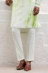 Shop_Asuka_Green Pure Linen Embroidered Mirror Tie-dye Kurta And Pyjama Set_Online_at_Aza_Fashions