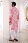 Shop_Asuka_Pink Pure Linen Embroidered Mirror Tie-dye Kurta And Pyjama Set _at_Aza_Fashions