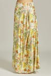 Anamika Khanna_Yellow Silk Printed Sequin Round Floral Embellished Blouse Skirt Set _at_Aza_Fashions