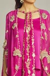 Shop_Anamika Khanna_Pink Silk Embroidered Sequin Cape Open Zari Floral Pant Set _Online_at_Aza_Fashions