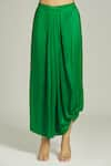 Buy_Anamika Khanna_Emerald Green Silk Embroidered Beads Round Pearl Embellished Cape With Skirt _Online_at_Aza_Fashions