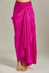 Anamika Khanna_Fuchsia Silk Printed Collarge Paisley Embroidered Long Skirt Set _Online_at_Aza_Fashions