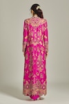 Shop_Anamika Khanna_Fuchsia Silk Printed Collarge Paisley Embroidered Long Skirt Set _at_Aza_Fashions