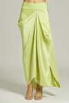 Anamika Khanna_Green Silk, Organza Sequins, Embroidery, Thread Yoke Kurta Draped Skirt Set_at_Aza_Fashions