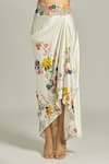 Anamika Khanna_White Silk Printed And Embroidered Floral Notched Jacket & Draped Skirt Set _at_Aza_Fashions