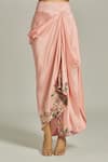 Buy_Anamika Khanna_Pink Silk Sequins, Beads, Tassels Floral Embroidered Overlay Draped Skirt Set