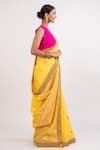 Monika Mathuria Datta_Yellow Cotton Silk Embroidered Thread Floral Blossom Woven Saree With Blouse _Online_at_Aza_Fashions