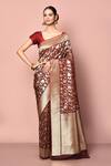 Buy_Nazaakat by Samara Singh_Maroon Saree Banarasi Silk Woven Floral Jaal Work With Running Blouse_at_Aza_Fashions