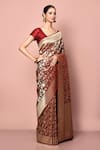 Buy_Nazaakat by Samara Singh_Maroon Saree Banarasi Silk Woven Floral Jaal Work With Running Blouse_Online_at_Aza_Fashions