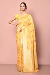 Buy_Nazaakat by Samara Singh_Yellow Saree Banarasi Silk Minedar Woven Floral Zari Work With Running Blouse_at_Aza_Fashions