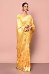 Buy_Nazaakat by Samara Singh_Yellow Saree Banarasi Silk Minedar Woven Floral Zari Work With Running Blouse_Online_at_Aza_Fashions