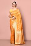 Buy_Nazaakat by Samara Singh_Orange Saree Banarasi Silk Minedar Woven Floral Work With Running Blouse_at_Aza_Fashions
