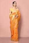 Buy_Nazaakat by Samara Singh_Orange Saree Banarasi Silk Minedar Woven Floral Work With Running Blouse_Online_at_Aza_Fashions