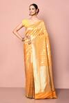 Buy_Nazaakat by Samara Singh_Yellow Saree Banarasi Silk Woven Floral Vine Pattern With Running Blouse_at_Aza_Fashions