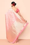 Shop_Nazaakat by Samara Singh_Pink Saree Banarasi Silk Woven Floral Zari Work With Running Blouse_at_Aza_Fashions