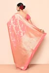 Shop_Nazaakat by Samara Singh_Pink Saree Banarasi Silk Woven Floral Motif Work With Running Blouse_at_Aza_Fashions