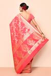 Shop_Nazaakat by Samara Singh_Red Saree Banarasi Silk Woven Floral Work With Running Blouse_at_Aza_Fashions