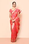Buy_Nazaakat by Samara Singh_Red Saree Banarasi Silk Woven Floral Work With Running Blouse_Online_at_Aza_Fashions