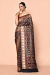 Buy_Nazaakat by Samara Singh_Black Banarasi Silk Minedar Woven Geometric Pattern Saree With Running Blouse_at_Aza_Fashions