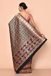 Shop_Nazaakat by Samara Singh_Black Banarasi Silk Minedar Woven Geometric Pattern Saree With Running Blouse_at_Aza_Fashions