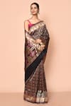 Buy_Nazaakat by Samara Singh_Black Banarasi Silk Minedar Woven Geometric Pattern Saree With Running Blouse_Online_at_Aza_Fashions