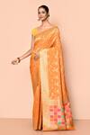 Buy_Nazaakat by Samara Singh_Yellow Banarasi Silk Minedar Woven Floret Pattern Saree With Running Blouse_at_Aza_Fashions