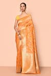 Buy_Nazaakat by Samara Singh_Yellow Saree Banarasi Silk Minedar Woven Floral Jaal And With Running Blouse_at_Aza_Fashions