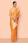 Buy_Nazaakat by Samara Singh_Yellow Saree Banarasi Silk Minedar Woven Floral Jaal And With Running Blouse_Online_at_Aza_Fashions