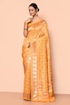 Buy_Nazaakat by Samara Singh_Yellow Saree Banarasi Silk Minedar Woven Patola And Geometric With Running Blouse_at_Aza_Fashions