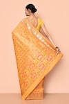 Shop_Nazaakat by Samara Singh_Yellow Saree Banarasi Silk Minedar Woven Patola And Geometric With Running Blouse_at_Aza_Fashions